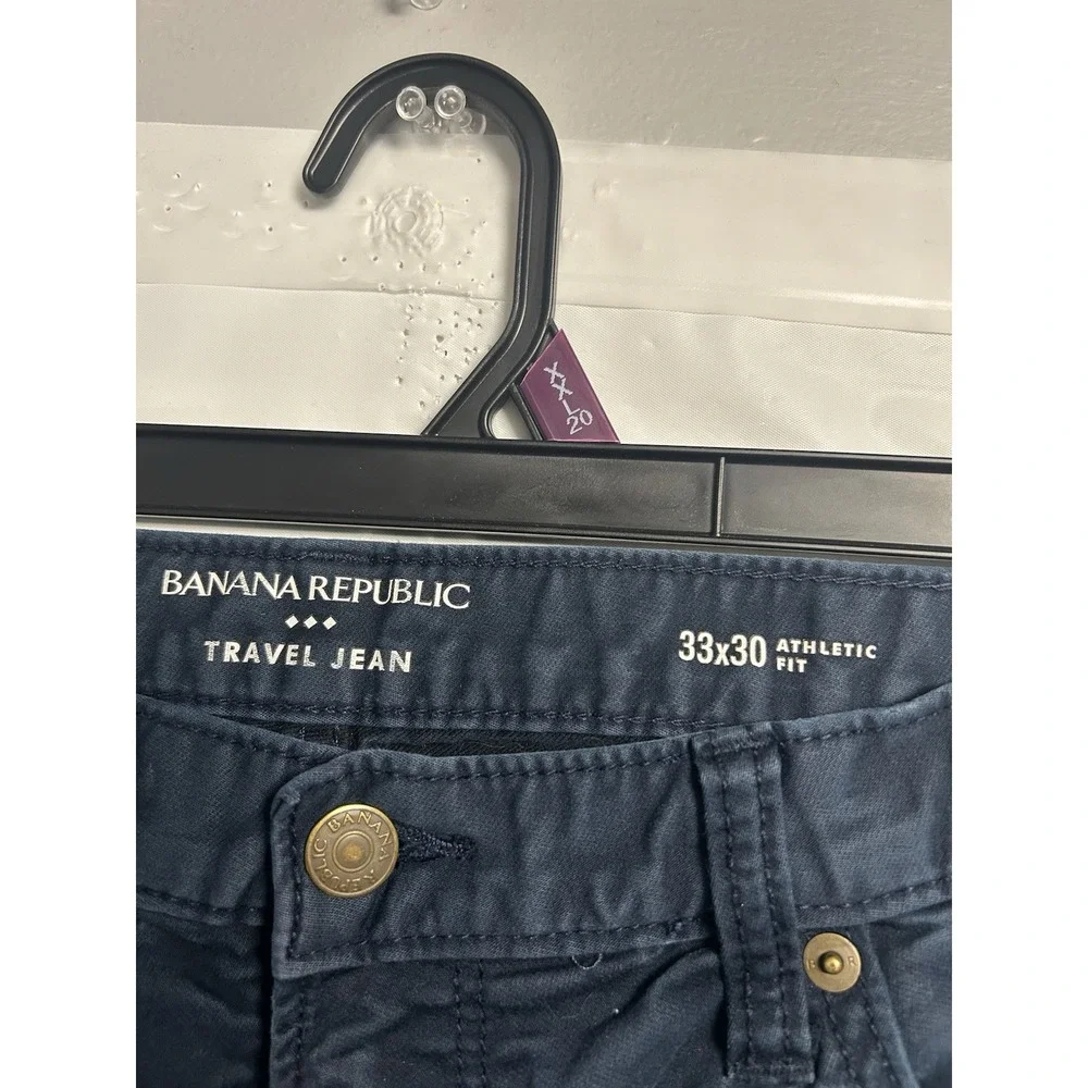 Banana Republic Travel Jean Athletic Fit Navy Blue Men's 33x27 Stretch‎ Preppy